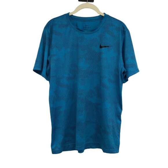 Nike Men's Blue Dri-Fit Digital Camo Short  Sleeve Athletic T-Shirt size M - Picture 1 of 13